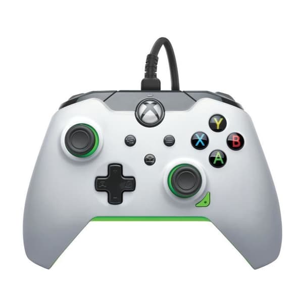 Gamepad - Xbox Series X|S, Xbox One och PC - NEON White - Kabelansluten - PDP - Vit