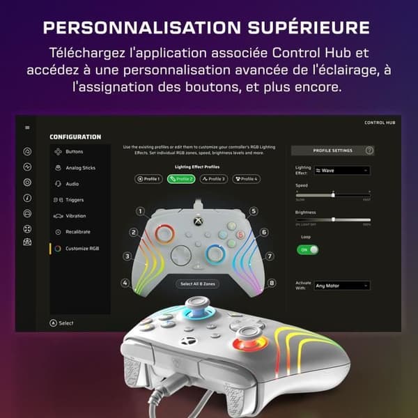 TURTLE BEACH Gamepad Xbox Series X|S, Xbox One och PC Afterglow Wave RGB Wired Gray