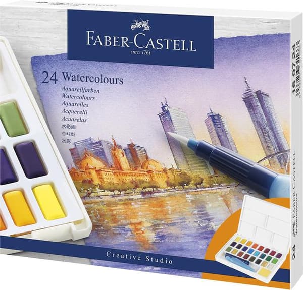 Faber Castell FC-169724 Akvarell Faber-Castell i kartong med 24 färger