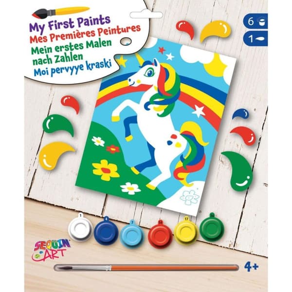 Paljettkonstmålning av Numbers Unicorn