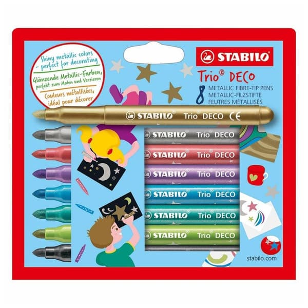 Stabilo Trio Deco-etui med 8 metalliske markører
