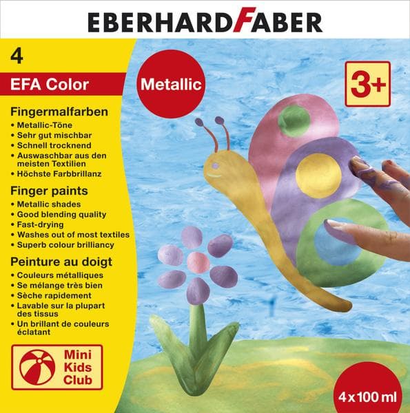 Eberhard Faber EF-578802 Fingermalingssæt EFA Metallic Sæt 4 X 100ml Assorteret
