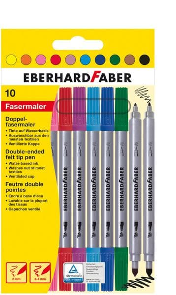 Eberhard Faber EF-550010 Filtpennor Duo 0,8+1-3mm Blandat etui med 10 stycken