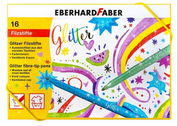 Eberhard Faber EF-551016 Filtpennor Glitterbox 16 färger