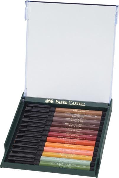 Faber Castell FC-267422 Tegnepen Faber-Castell Pitt Artist Pen børstesæt 12 stykker jordfarver