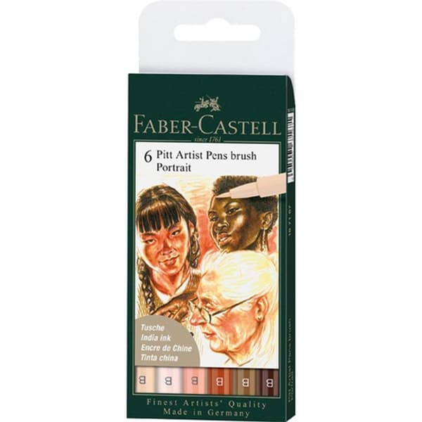 Faber Castell FC-167167 Pitt Kunstnerpenne Penselportræt 6 stk