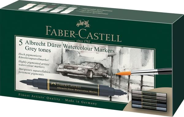 Faber Castell FC-160306 WK25Akvarelmærke FC AlbrechtDürer 5 stykker gråtoner