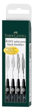 Miniatyrbild 1 av 5: Faber Castell FC-167115 Ritpenna Faber-Castell Pitt Artist Pennfodral 4 delar Svart M/F/S/XS
