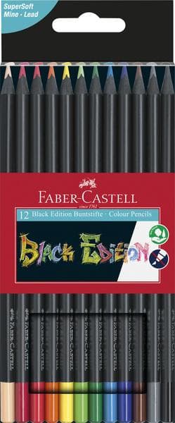 Faber Castell FC-116412 Färgpennor Black Edition i fodral 12 delar