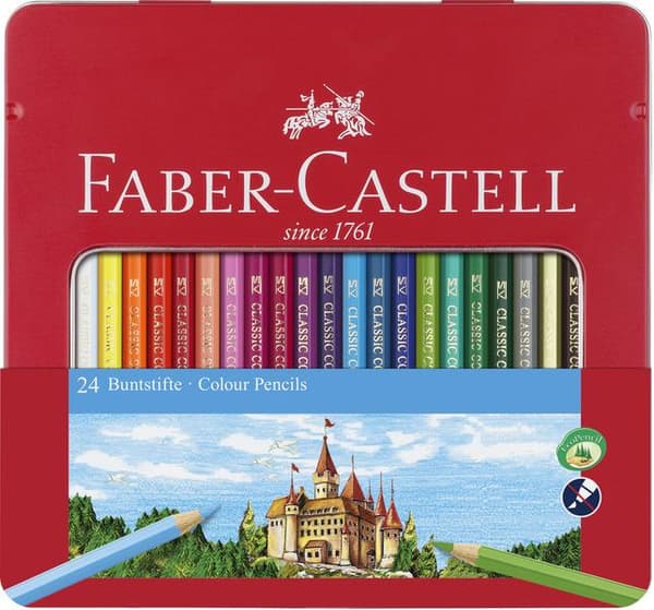 Faber Castell FC-115824 färgpenna Faber-Castell Castle sexkantigt metallfodral med 24 delar