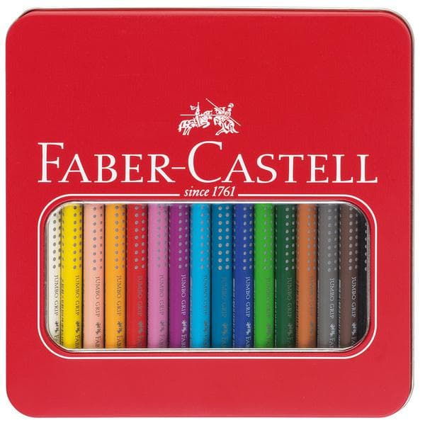 Faber Castell FC-110916 Farveblyant Jumbo GRIP etui med 16 forskellige dele