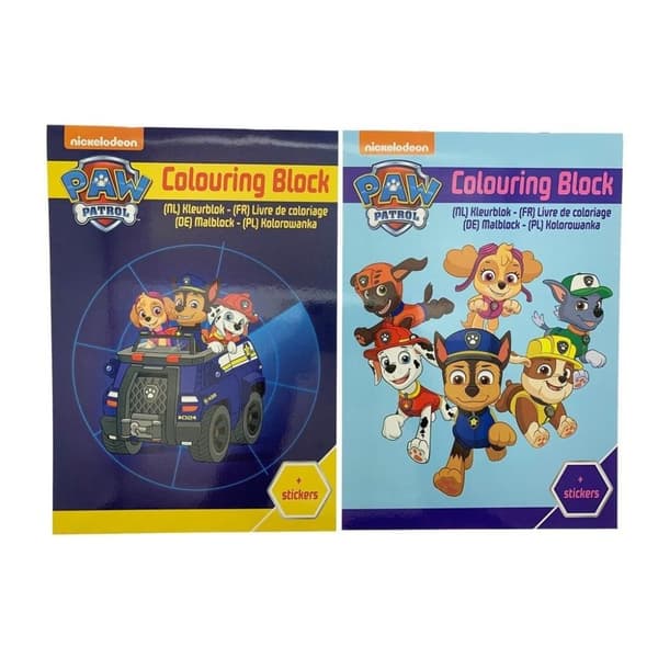 Paw Patrol -värityskirja, jossa on erilaisia tarroja