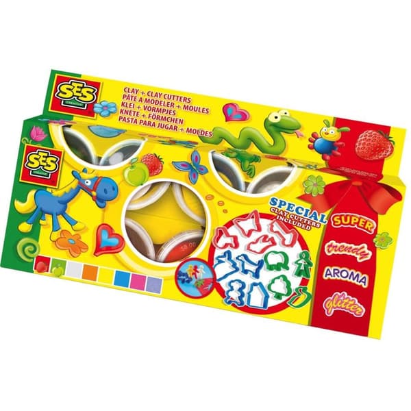 SES Creative Clay Set med 8 krukor lera