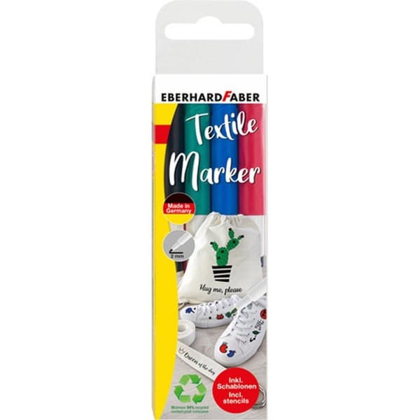 Eberhard Faber EF-578204 Textilmarkör 4 delar + mallar