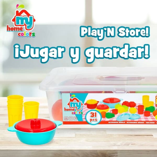 Toy Food Set Colorbaby Kitchenware and utensils 31 Pieces (6 Units) bright colours
