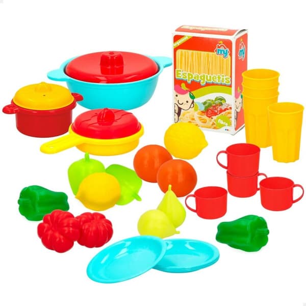 Toy Food Set Colorbaby Kitchenware and utensils 31 Pieces (6 Units) bright colours