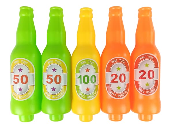 Arcade Game: Hoop Throw Colored Bottles Points