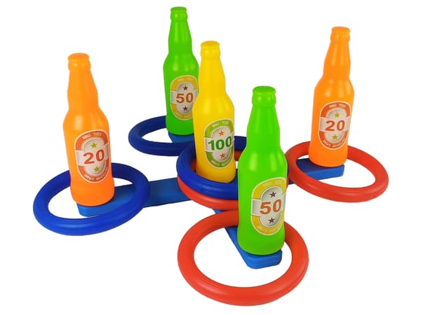 Arcade Game: Hoop Throw Colored Bottles Points