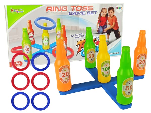 Arcade Game: Hoop Throw Colored Bottles Points
