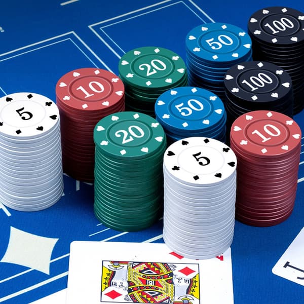 Pokerimerkit 5 eri nimellisarvoista 100-packia