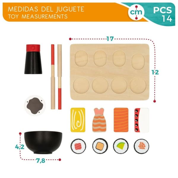 Wooden Game Woomax Sushi 14 Pieces (6 Units)