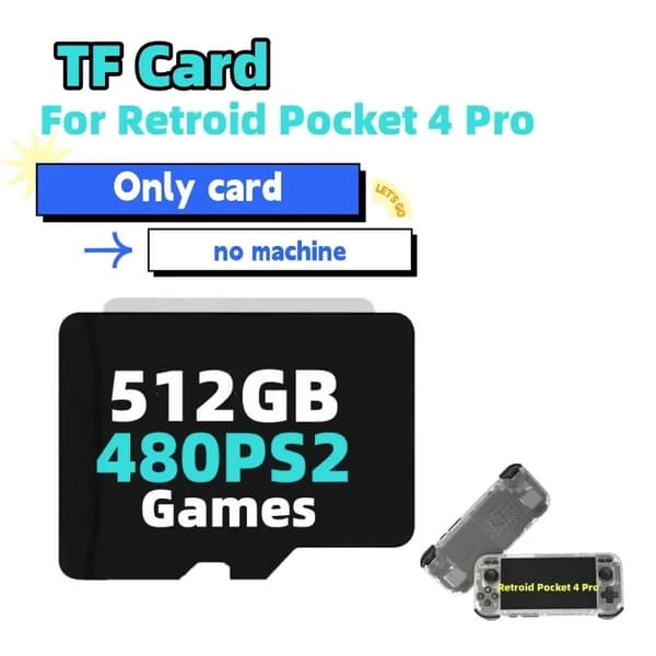 Retroid Pocket 4 Pro TF-kortti, 512GB tallennustila, 60000 peliä,512G 60000 peliä