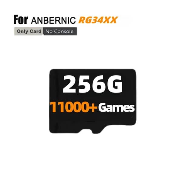 ANBERNIC RG34XX TF-kort, 256G kapacitet, 11000+ förinstallerade spel,256G