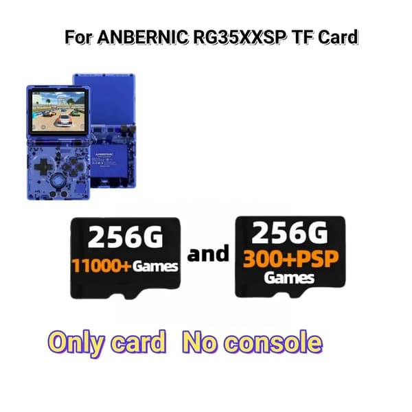 ANBERNIC RG35XXSP TF-kort, 256G kapacitet, 11000+ förinstallerade spel,256G och 256G PSP