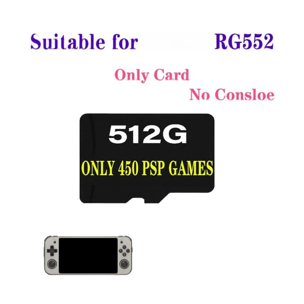 Anbernic RG552 hukommelseskort, 512G kapacitet, 450 PSP-spil,512g 450 PSP -spil