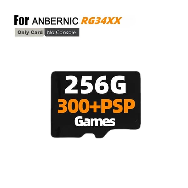 ANBERNIC RG34XX TF-kort, 256G kapacitet, 11000+ forudindlæste spil,256G PSP