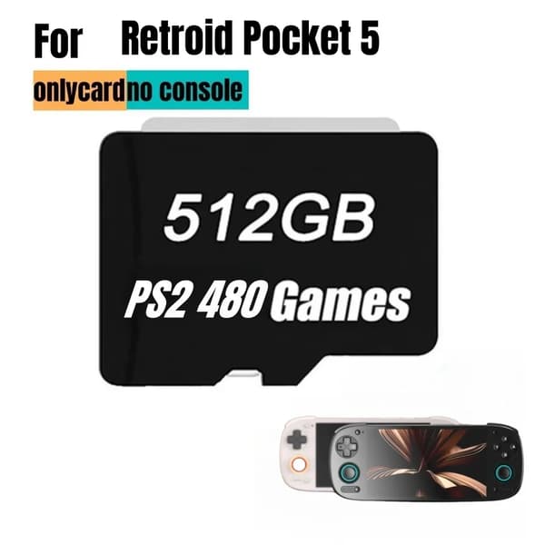 Retroid Pocket 5 Spilkort, 256G Kapacitet, 160 PS2 Spil,512G PS2 spillekort