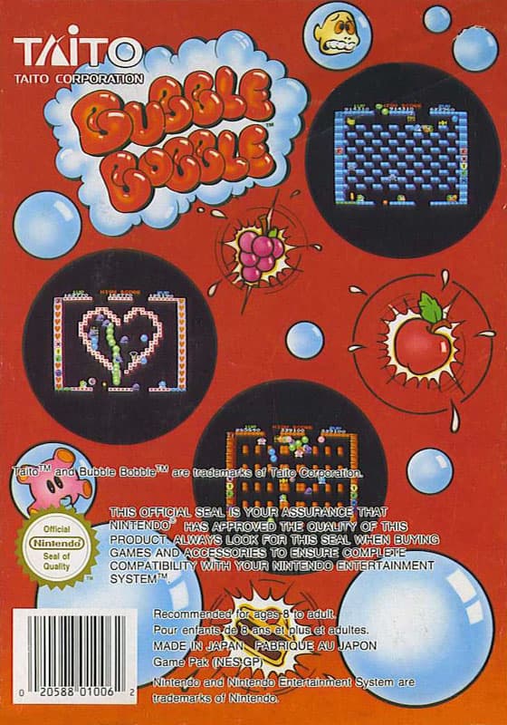 Bubble Bobble - Nintendo 8-bit/NES - PAL B/SCN - Cart Only