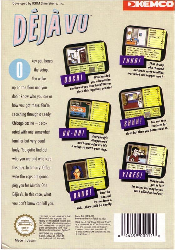 Deja Vu - NES - Nintendo 8-bit/NES - PAL B/SCN - Cart Only