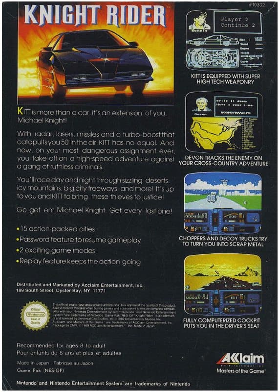 Knight Rider - Nintendo 8-bit/NES - PAL B/SCN - Cart Only