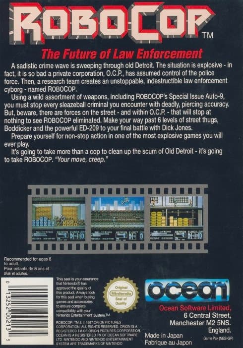 RoboCop - Nintendo 8-bit/NES - PAL B/SCN - Cart Only