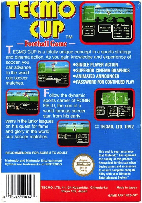 Tecmo Cup Football Game - Nintendo 8-bit/NES - PAL B/SCN - Cart Only
