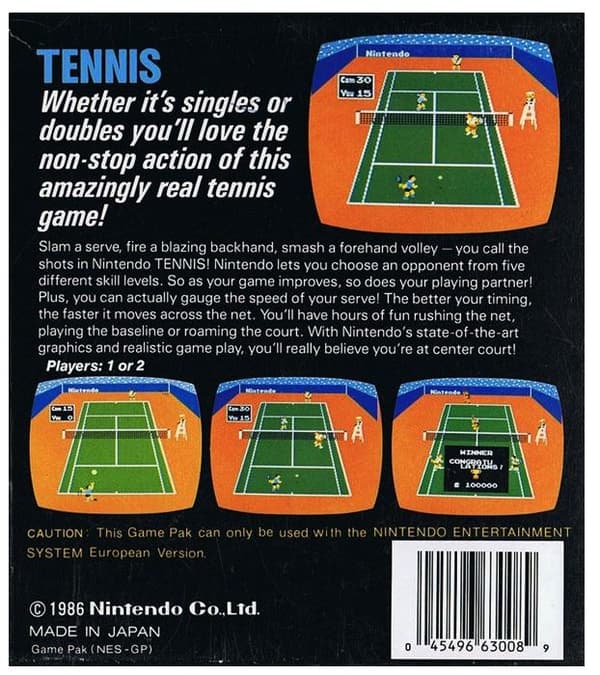 Tennis - Nintendo 8-bit/NES - PAL B/SCN - Cart Only