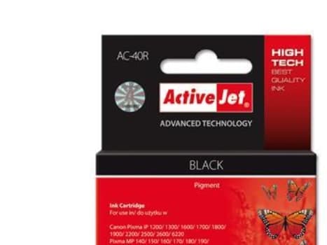 ActiveJet AC-40R, Pigmentbasert blekk, Svart, Canon: - Fax JX200, JX500 - PIXMA iP1200, iP1300, iP1600, iP1700, iP1800, iP1900, iP2200,..., 1 stykker