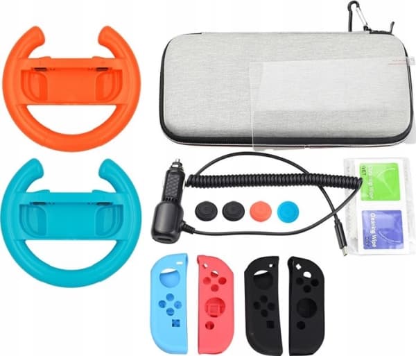 MARIGames Set 13in1/Accessories For Nintendo Switch Consoles - Steering wheel/Lcd cover/Charger/Case
