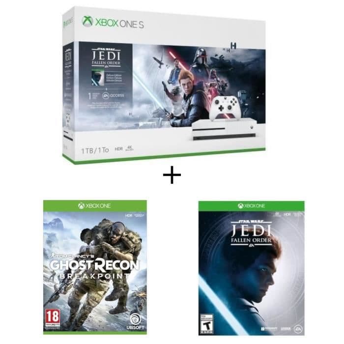 Xbox One S 1TB Star Wars Jedi: Fallen Order + 1 månadsprov för Xbox Live Gold och Xbox Game Pass + Ghost Recon BREAKPOINT