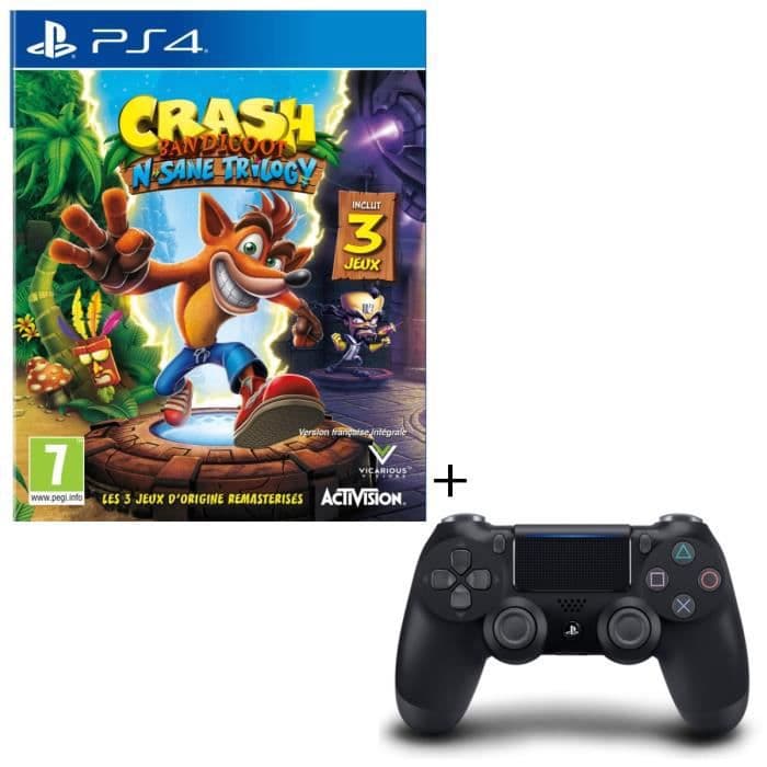 Pack Crash Bandicoot N. Sane Trilogy PS4 Game + PS4 Controller DualShock 4 Black V2