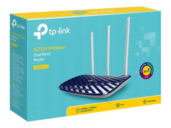 TP-Link Archer C20 AC750 - Trådløs ruter 4-portssvitsj Dobbeltbånd