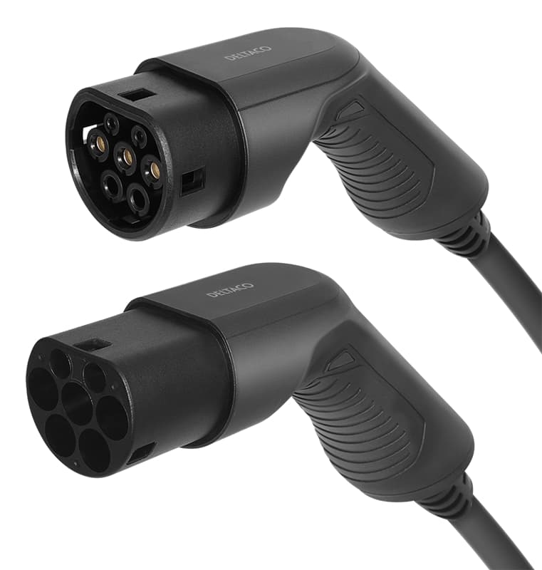 DELTACO e-Charge, cable type 2 - type 2, 1 phase, 32A, 10M