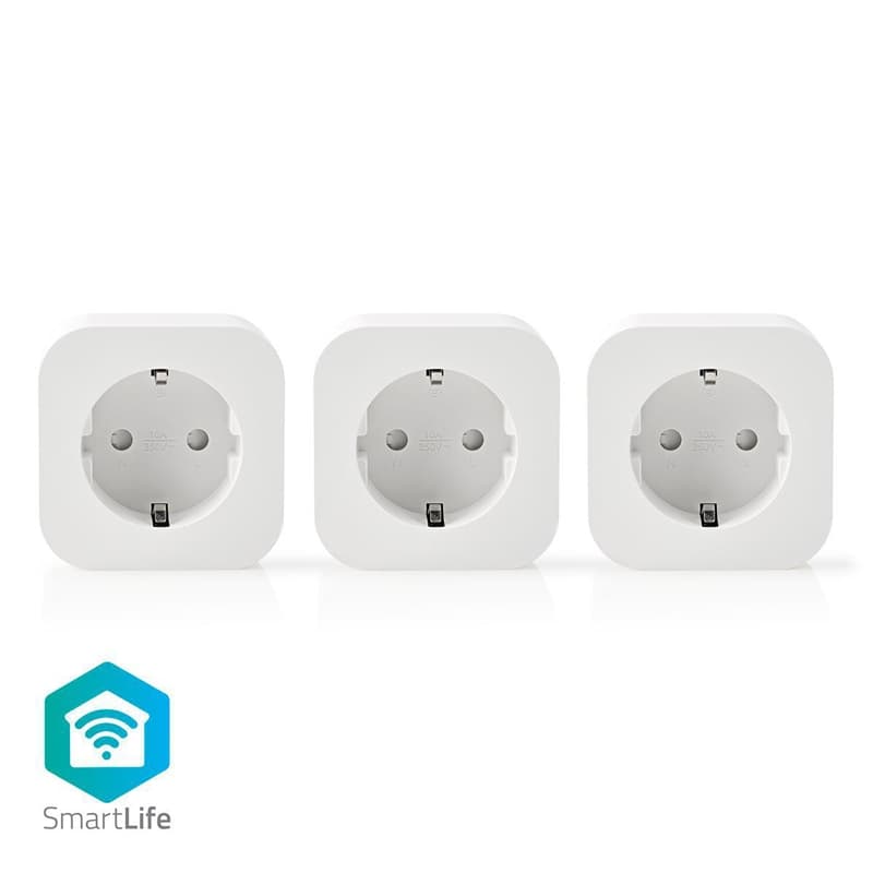 Smart Wi-Fi-kontakt | Schuko typ F | 10 A | 3-pack