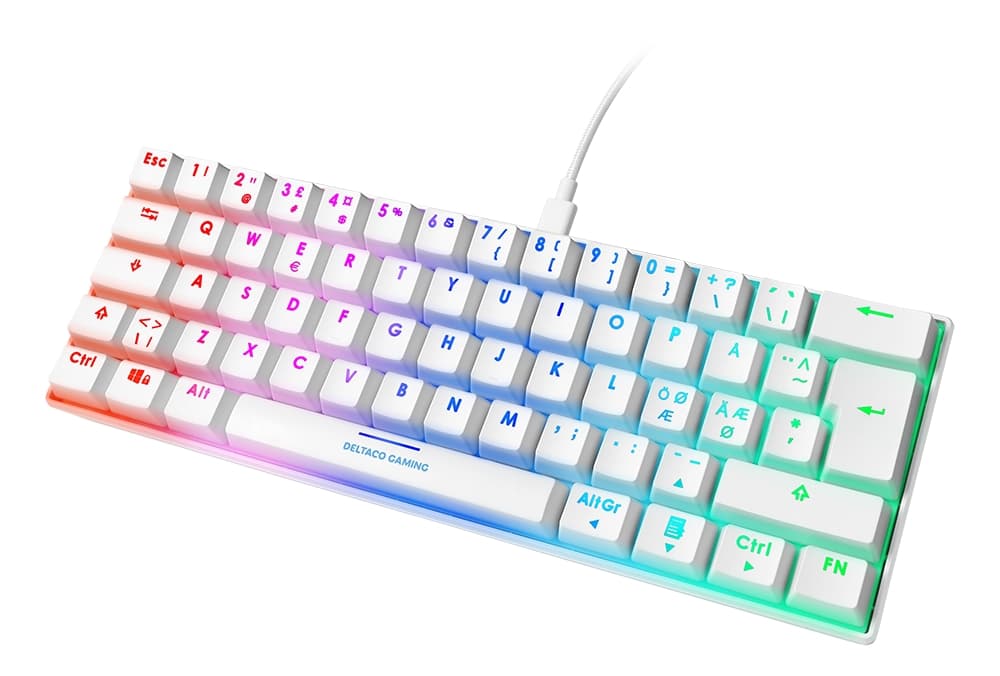 WHITE LINE WK85R Mechanical keyboard, 60% layout, red switches, white