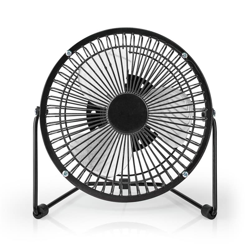 Minifläkt i metall | Diameter 15 cm | USB | Svart