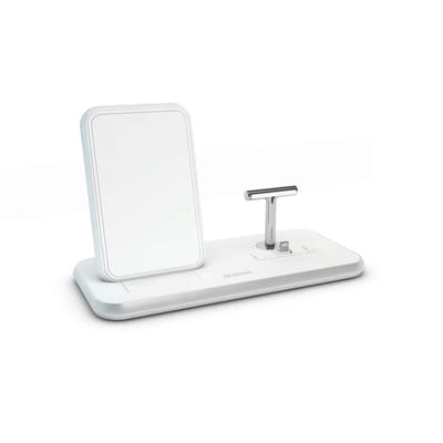 Zens Dual Bordsladdare Qi + Dock 220V-Sladd 10W Vit (Apple Qc 7,5W)
