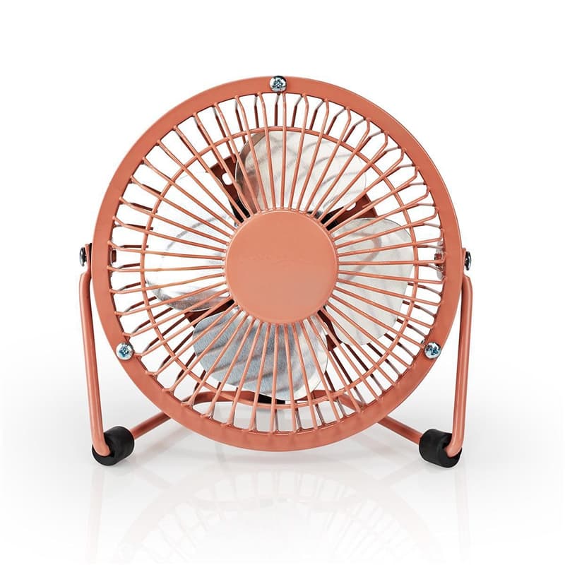 Minifläkt i metall | Diameter 10 cm | USB | Gammalrosa