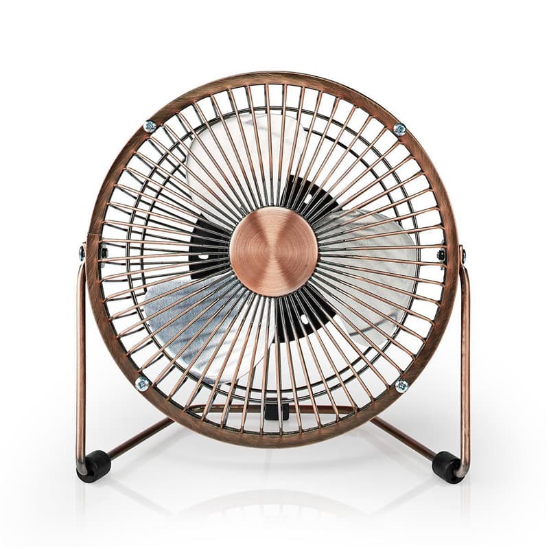 Minifläkt i metall | Diameter 15 cm | USB | Koppar