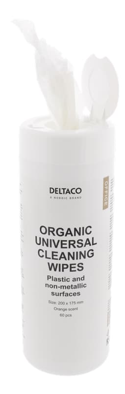 DELTACO Office Organic Universal Cleaning Wipes, 200x175mm, 1 pack 60